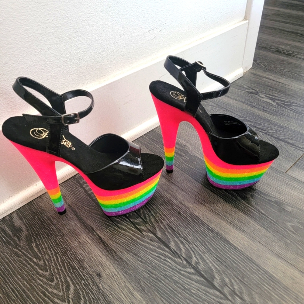 Pleaser Rainbow Platform Heels - image 1